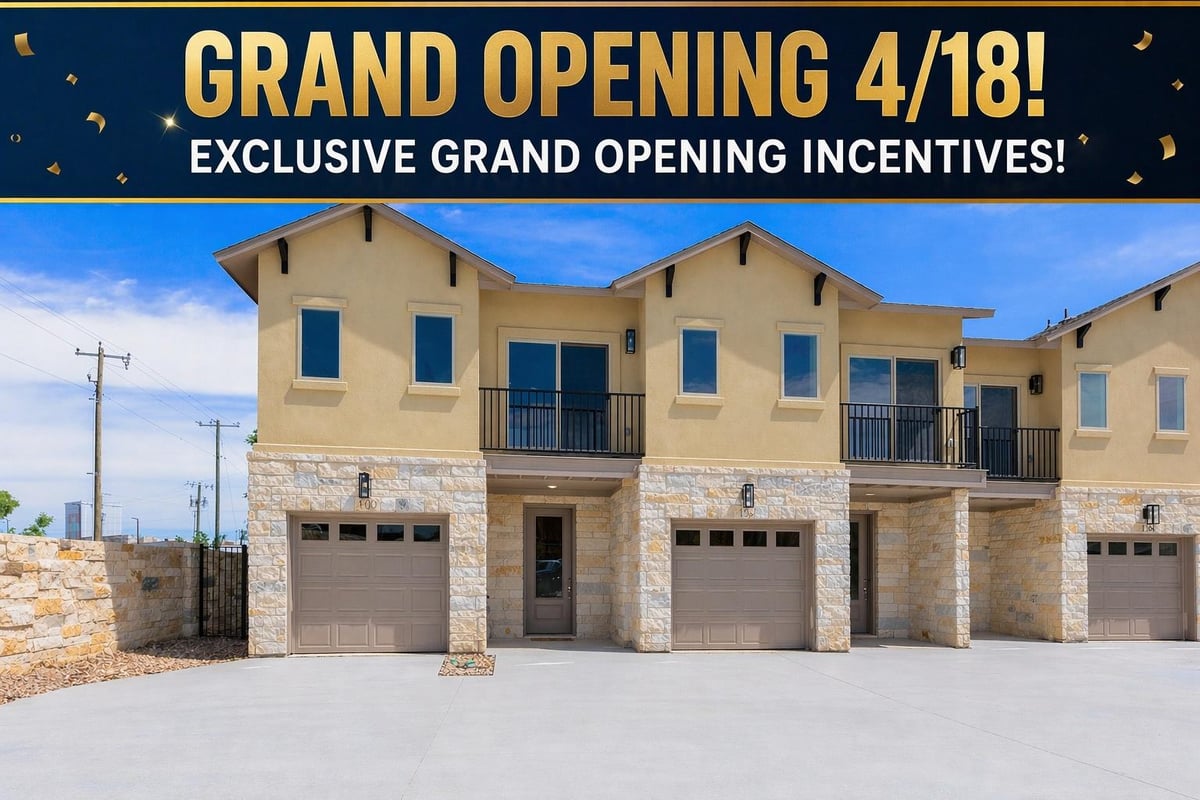View 102 Tesla CIR in SOLARA AT HIGHLAND HORIZION TOWNHOMES 102 Tesla CIR - front exterior - Luxury home in SOLARA AT HIGHLAND HORIZION TOWNHOMES, Round Rock, TX