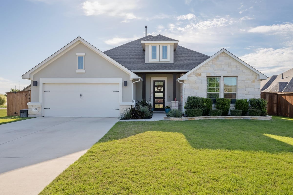 View 109 Seedling Ct in Santa Rita Ranch 109 Seedling Ct - front exterior - Luxury home in Santa Rita Ranch, Liberty Hill, TX