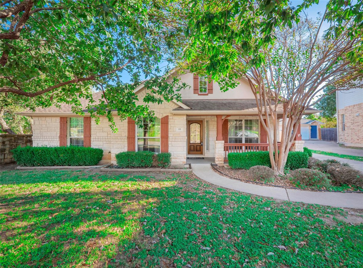 View 111 Kensington Ln in Belterra Ph 1 Sec 3A 111 Kensington Ln - front exterior - Luxury home in Belterra Ph 1 Sec 3A, Austin, TX