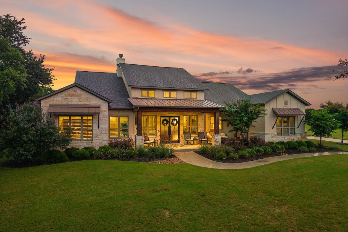 View 113 Idle SPUR in Clearwater Ranch 113 Idle SPUR - front exterior - Luxury home in Clearwater Ranch, Liberty Hill, TX