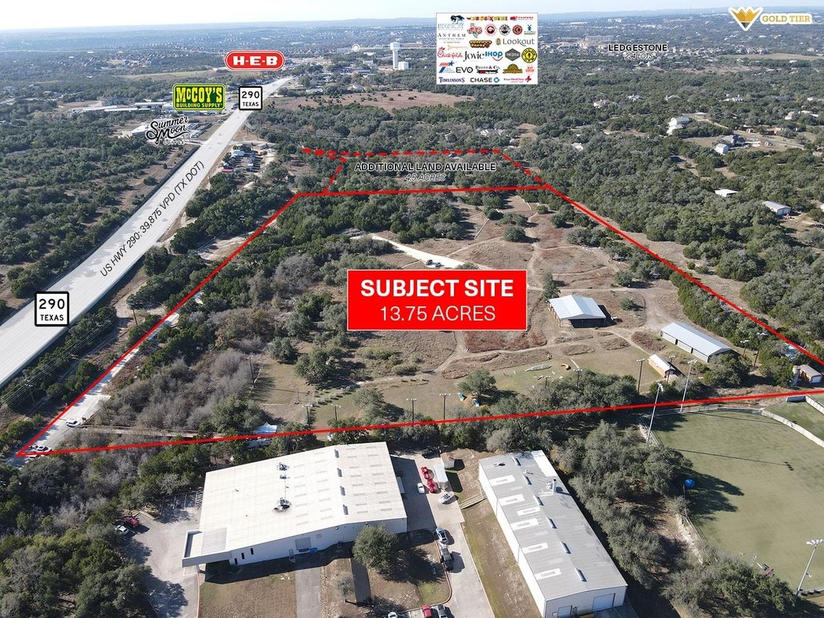 View 11400 W Highway 290 11400 W Highway 290 - aerial view with 11400 W Highway 290 in Austin - Luxury home in Austin, TX