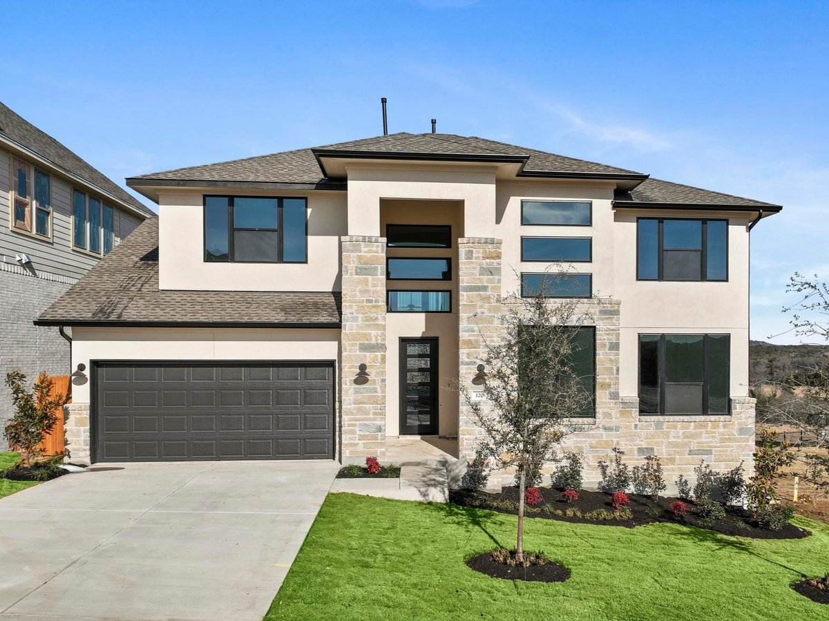 View 120 Rightfield DR in Lariat 120 Rightfield DR - front exterior - Luxury home in Lariat, Liberty Hill, TX
