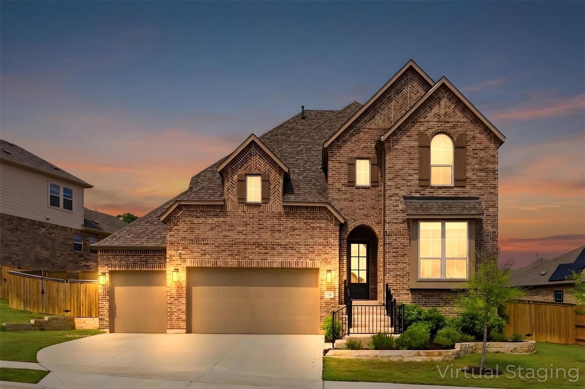 View 1217 Calendula TRL in Parkside On The River 1217 Calendula TRL - front exterior - Luxury home in Parkside On The River, Georgetown, TX