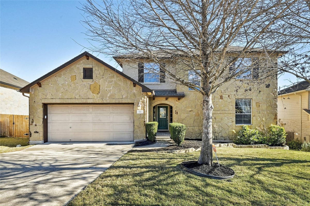 View 140 Manchester Ln in Belterra Ph 02 Sec 02 140 Manchester Ln - front exterior - Luxury home in Belterra Ph 02 Sec 02, Austin, TX