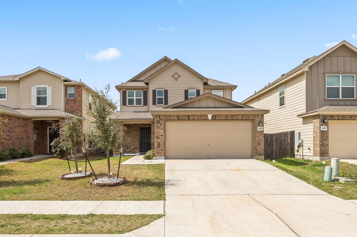View 14212 James Buchanan St in Presidential Meadows 14212 James Buchanan St - front exterior - Luxury home in Presidential Meadows, Manor, TX