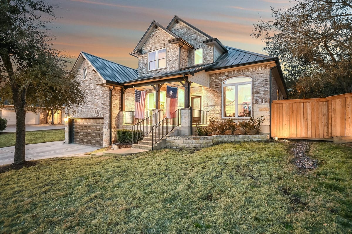 View 161 Brighton Ln in Belterra 161 Brighton Ln - front exterior - Luxury home in Belterra, Austin, TX