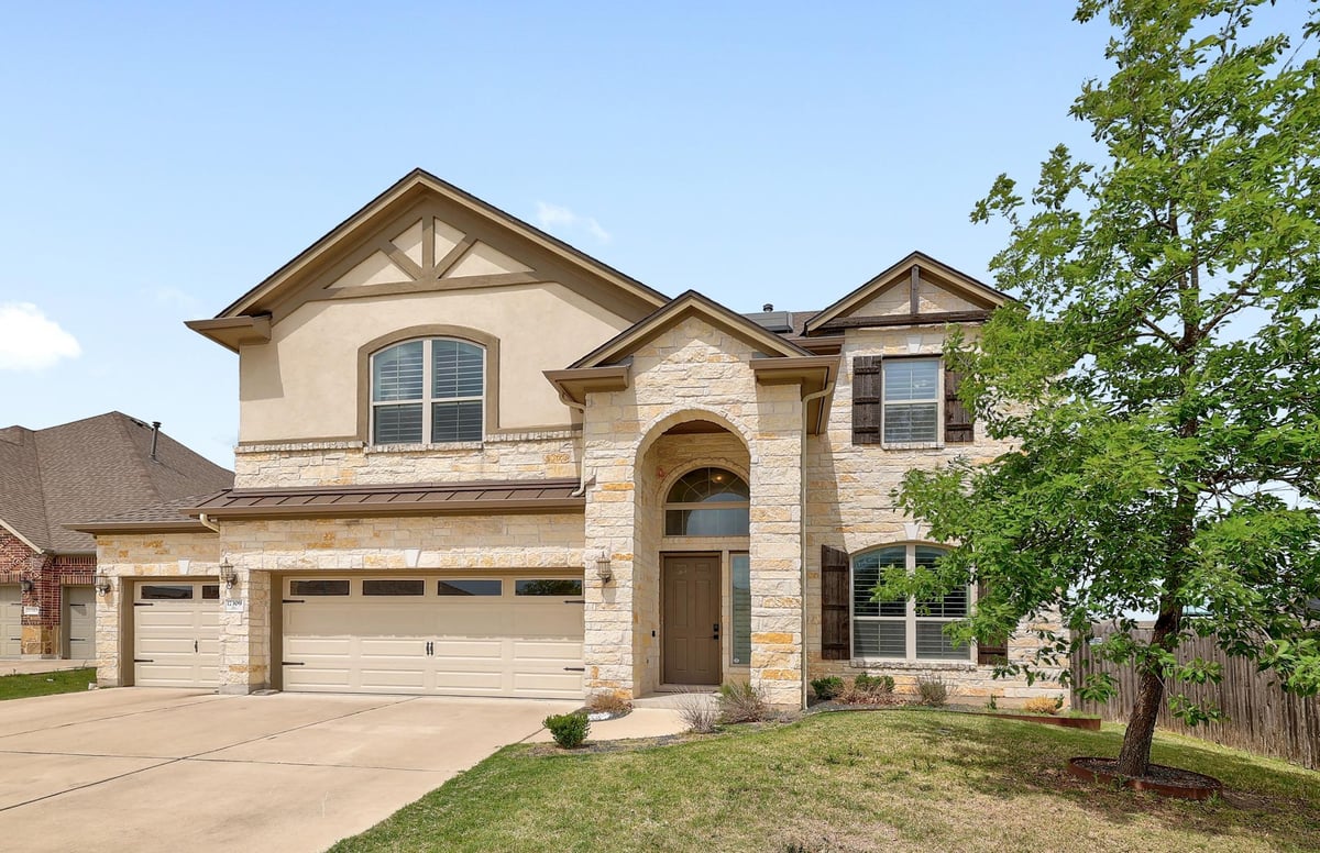 View 17309 Silent Harbor LOOP in Villages Of Hidden Lake Ph 6A 17309 Silent Harbor LOOP - front exterior - Luxury home in Villages Of Hidden Lake Ph 6A, Pflugerville, TX