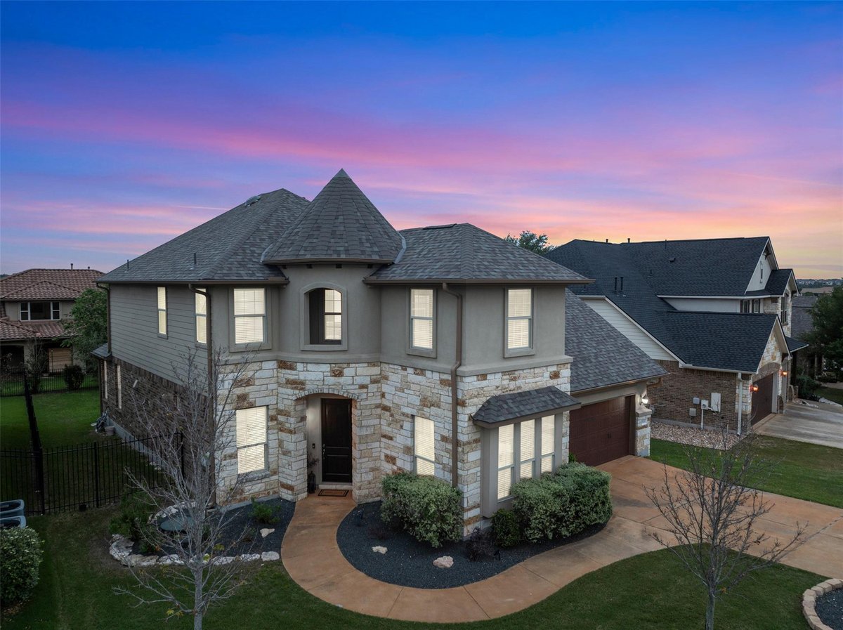 View 1928 Bold Sundown Dr in Fairways At Crystal Falls Sec 1928 Bold Sundown Dr - front exterior - Luxury home in Fairways At Crystal Falls Sec, Leander, TX