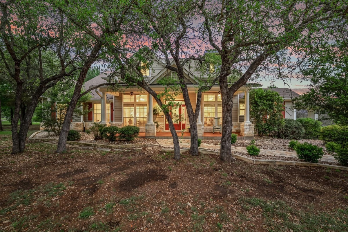 View 201 Shady Oaks Trl in Bear Creek Country Estates 201 Shady Oaks Trl - front exterior - Luxury home in Bear Creek Country Estates, Liberty Hill, TX