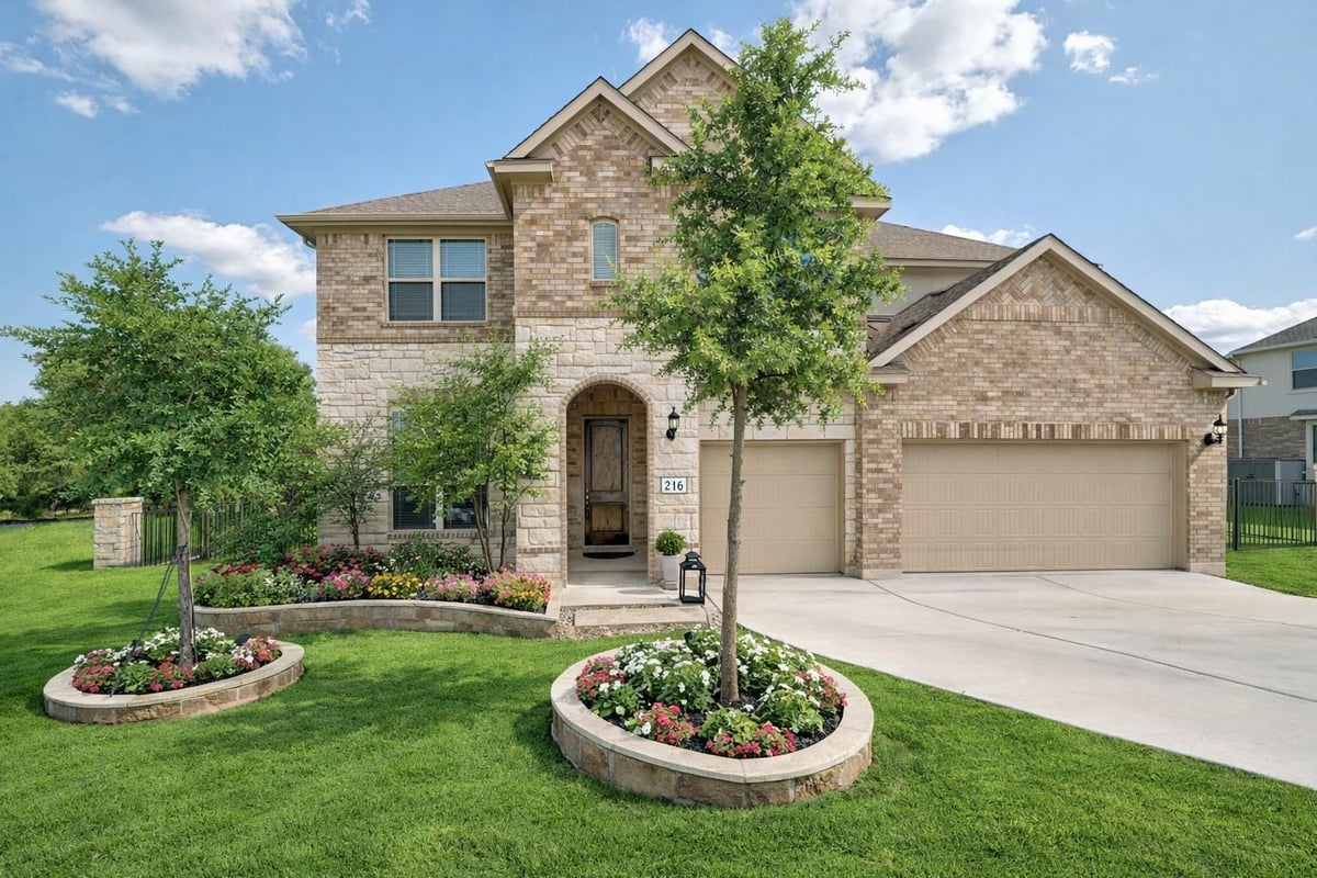 View 216 Tovas Secret Cv in Hidden Oaks At Berry Creek 216 Tovas Secret Cv - front exterior - Luxury home in Hidden Oaks At Berry Creek, Georgetown, TX