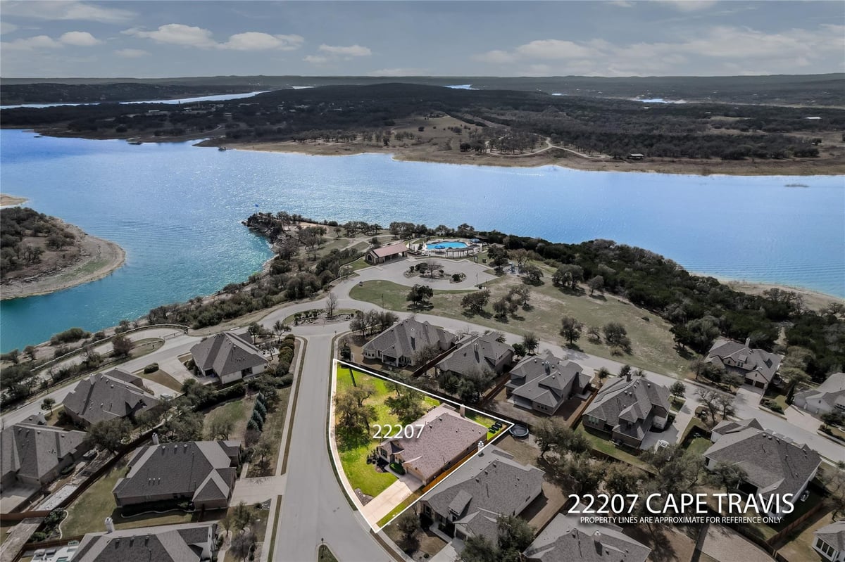 View 22207 Cape Travis BND in Lakeside at Tessera 22207 Cape Travis BND - front exterior - Luxury home in Lakeside at Tessera, Lago Vista, TX