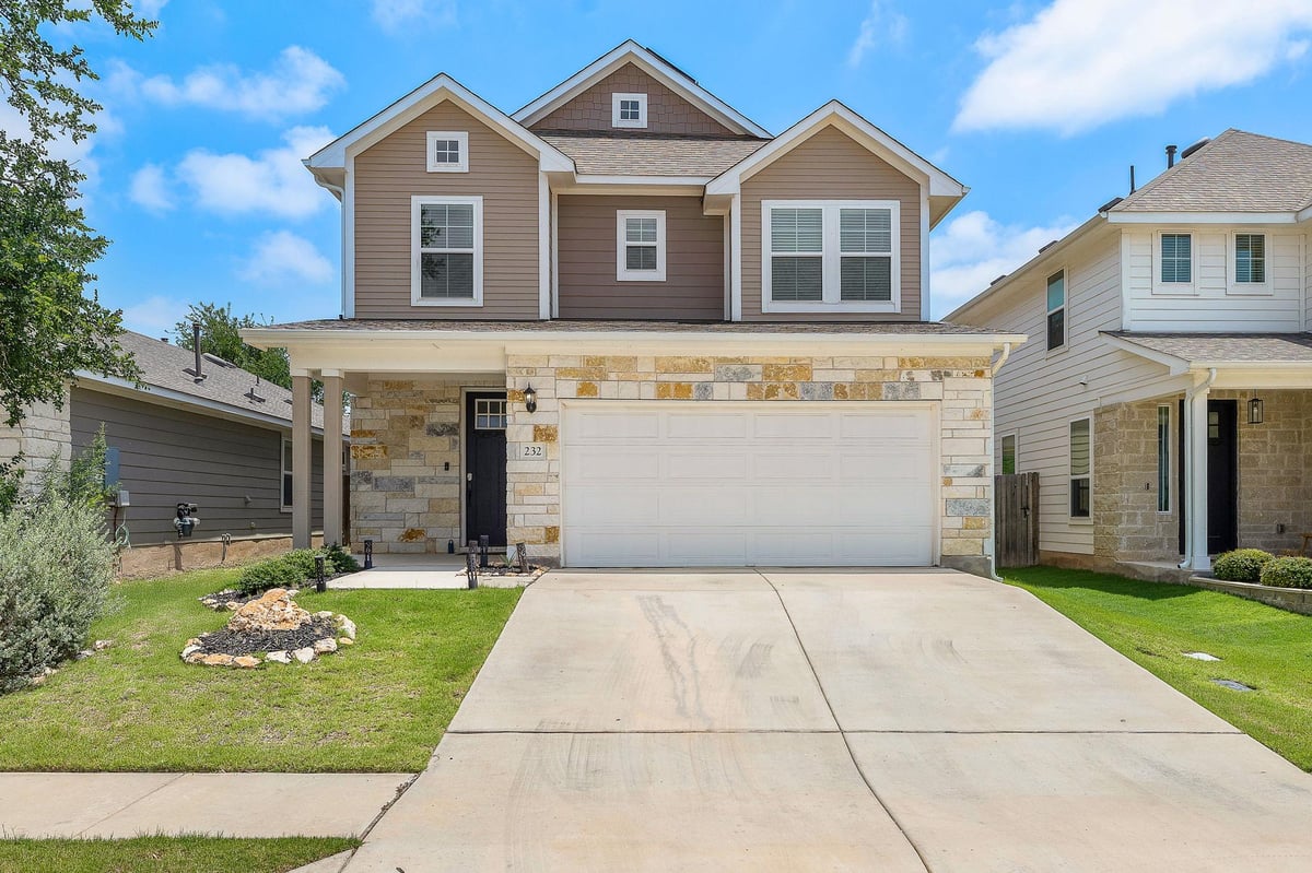 View 232 Stone Canyon Dr in MorningStar 232 Stone Canyon Dr - front exterior - Luxury home in MorningStar, Georgetown, TX