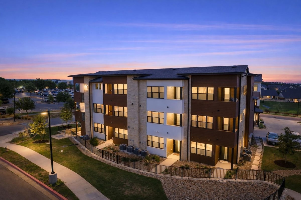 View 315 Holton DR Unit #201 in Hudson At Belterra Condo 315 Holton DR Unit #201 - front exterior - Luxury home in Hudson At Belterra Condo, Austin, TX
