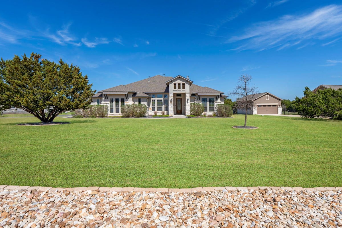 View 444 Bold Sundown in Clearwater Ranch Ph 2 444 Bold Sundown - front exterior - Luxury home in Clearwater Ranch Ph 2, Liberty Hill, TX