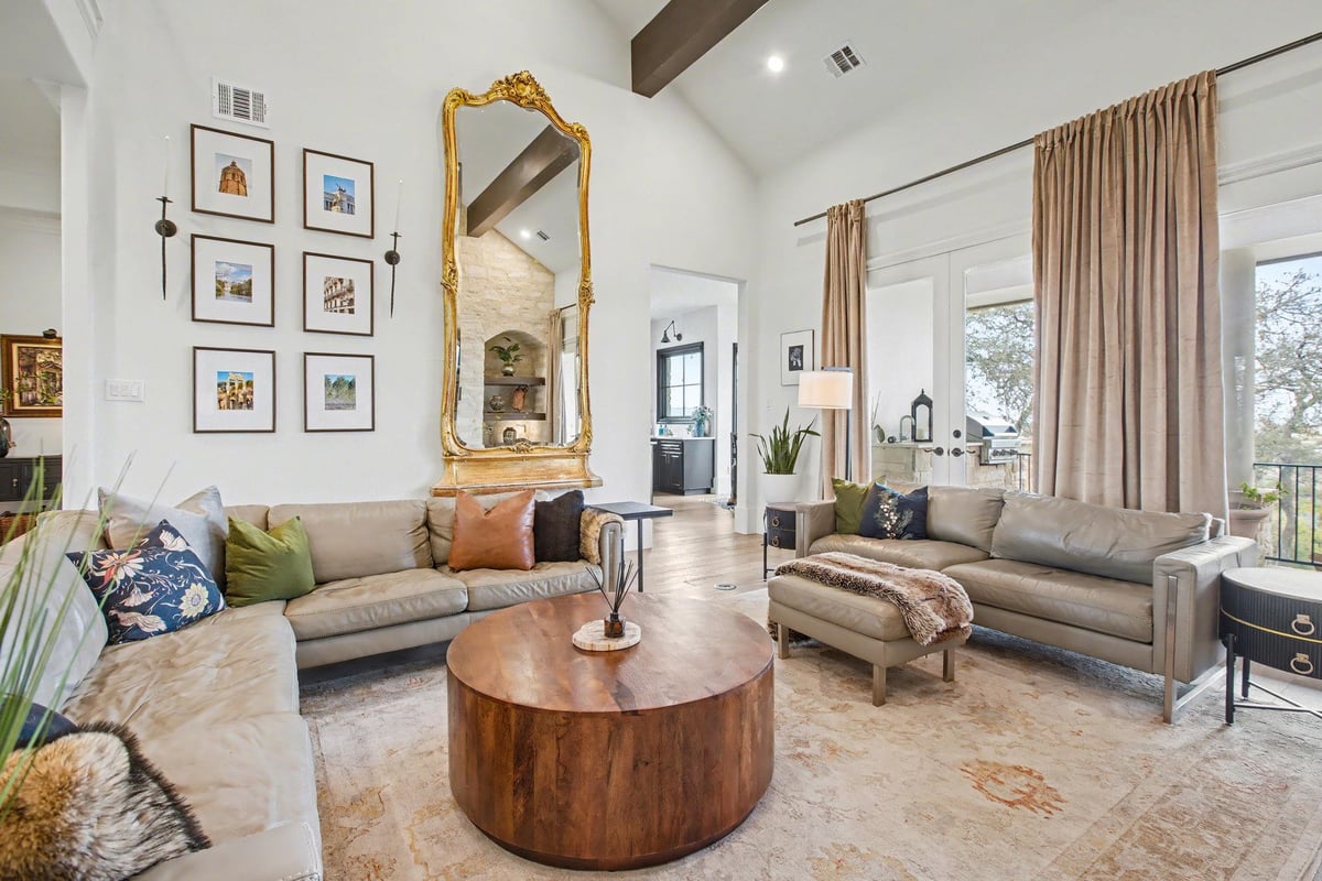 View 447 Winning Colors in Key Ranch At The Polo Club 447 Winning Colors - living area with bright living room and arched windows - Luxury home in Key Ranch At The Polo Club, A...