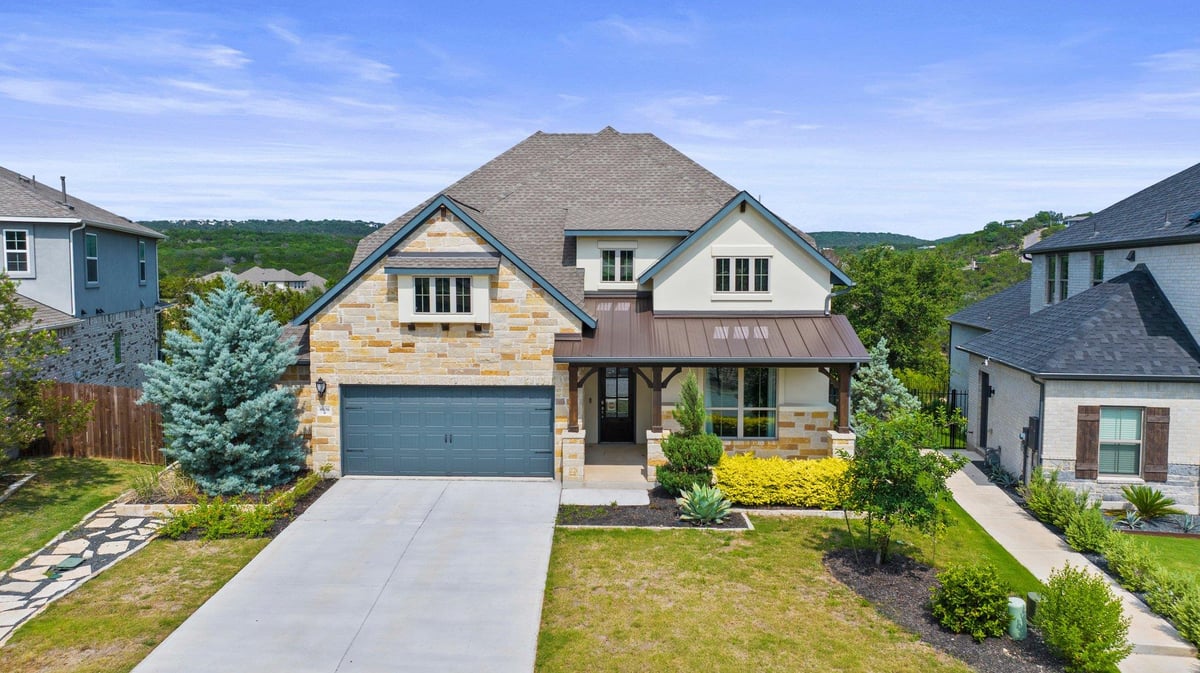 View 8108 Turning Leaf Cir in Tessera On Lake Travis Ph 1A 8108 Turning Leaf Cir - front exterior - Luxury home in Tessera On Lake Travis Ph 1A, Lago Vista, TX