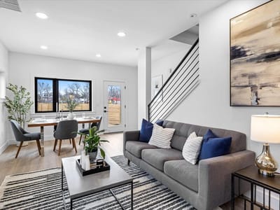 Living area at 2406 W 10th St Unit #A - 3 bed 2 bath home