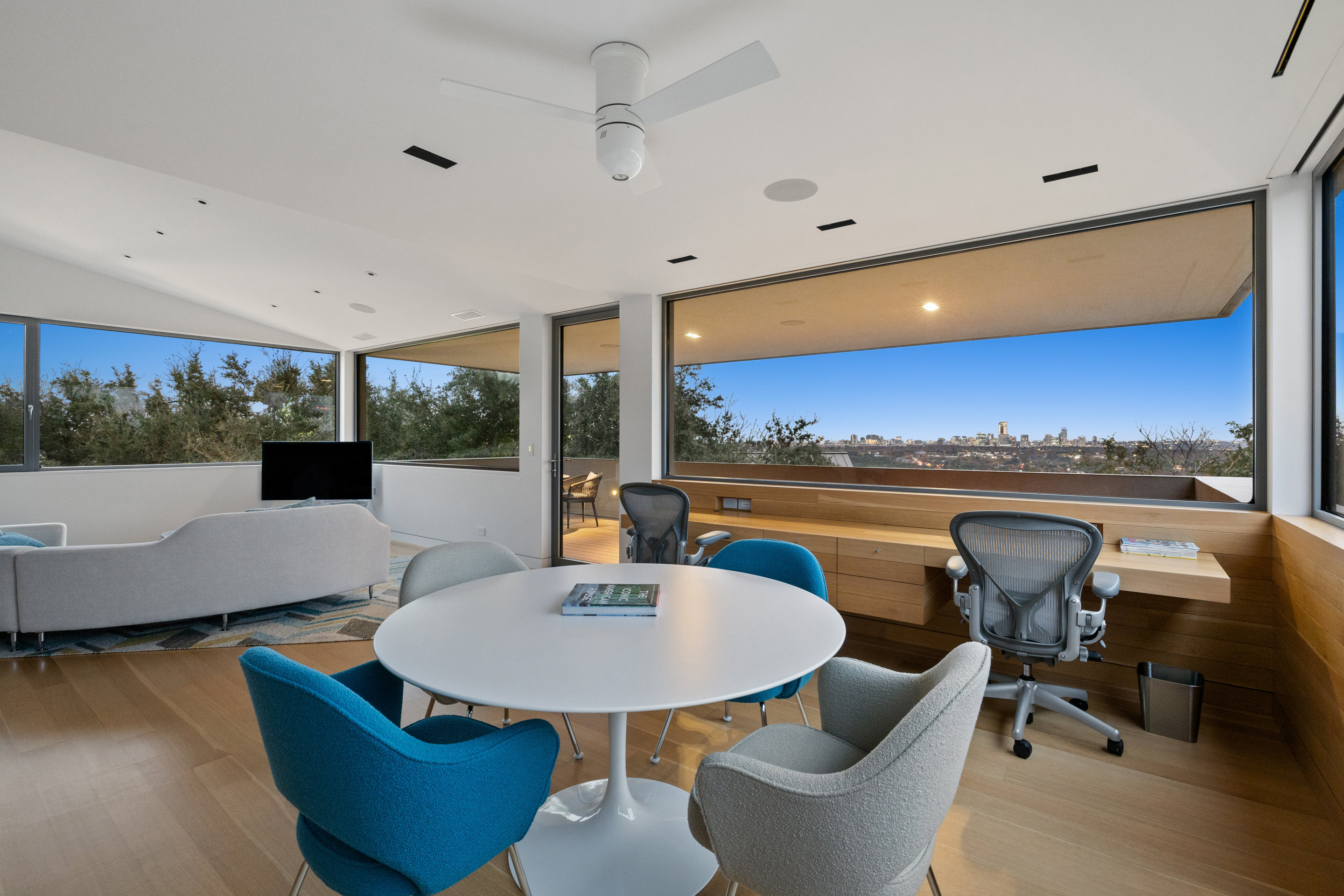 Window frame detail showing commercial-grade German hardware