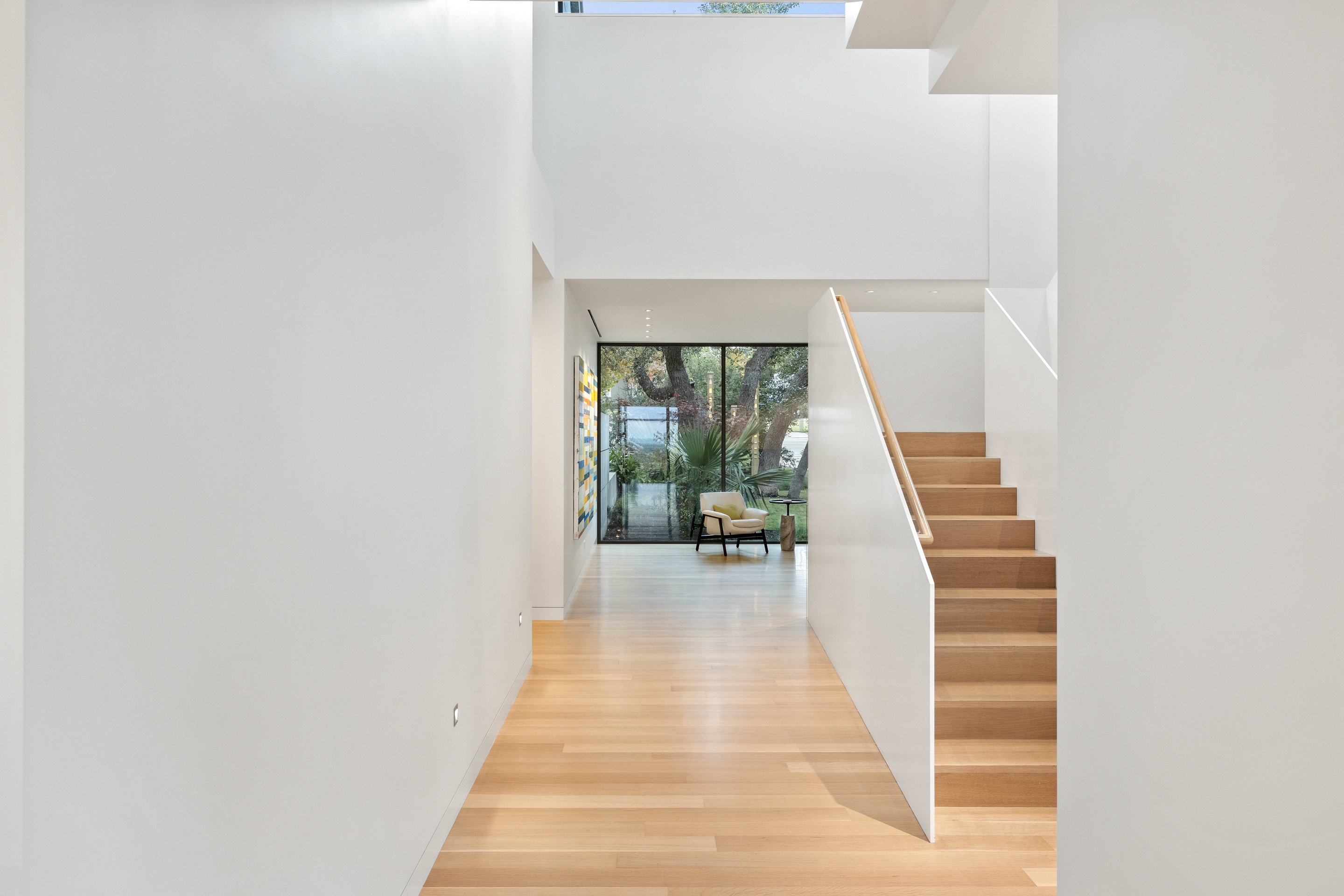 Kitchen counter with window overlooking native garden