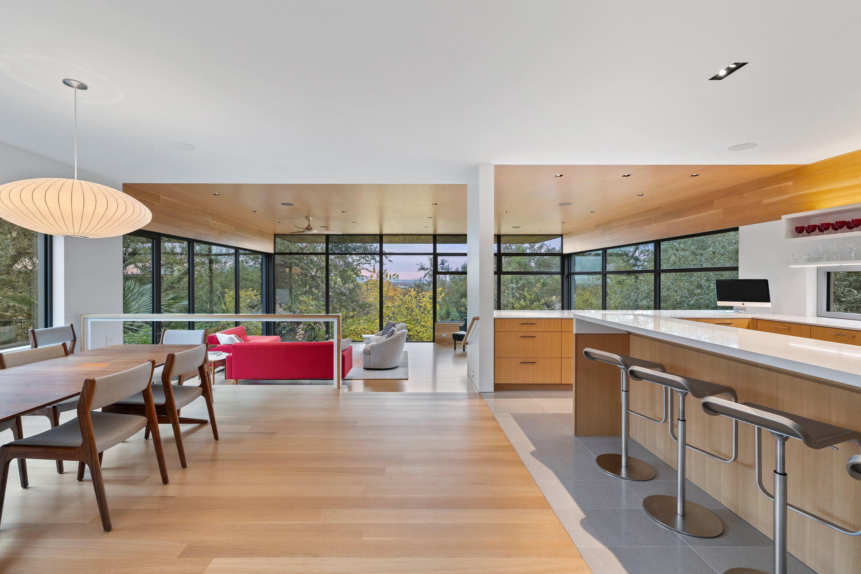 Breakfast area adjacent to kitchen with garden views