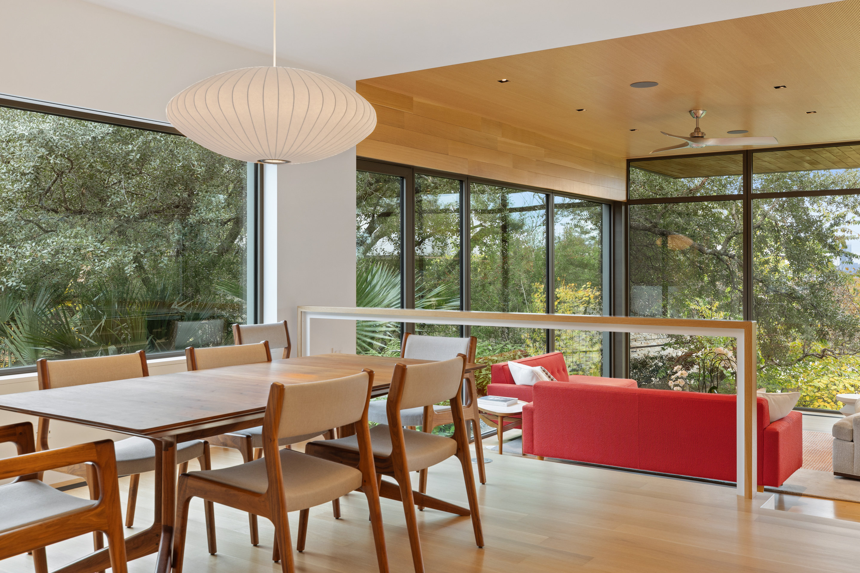 Kitchen island from living side showing open plan flow