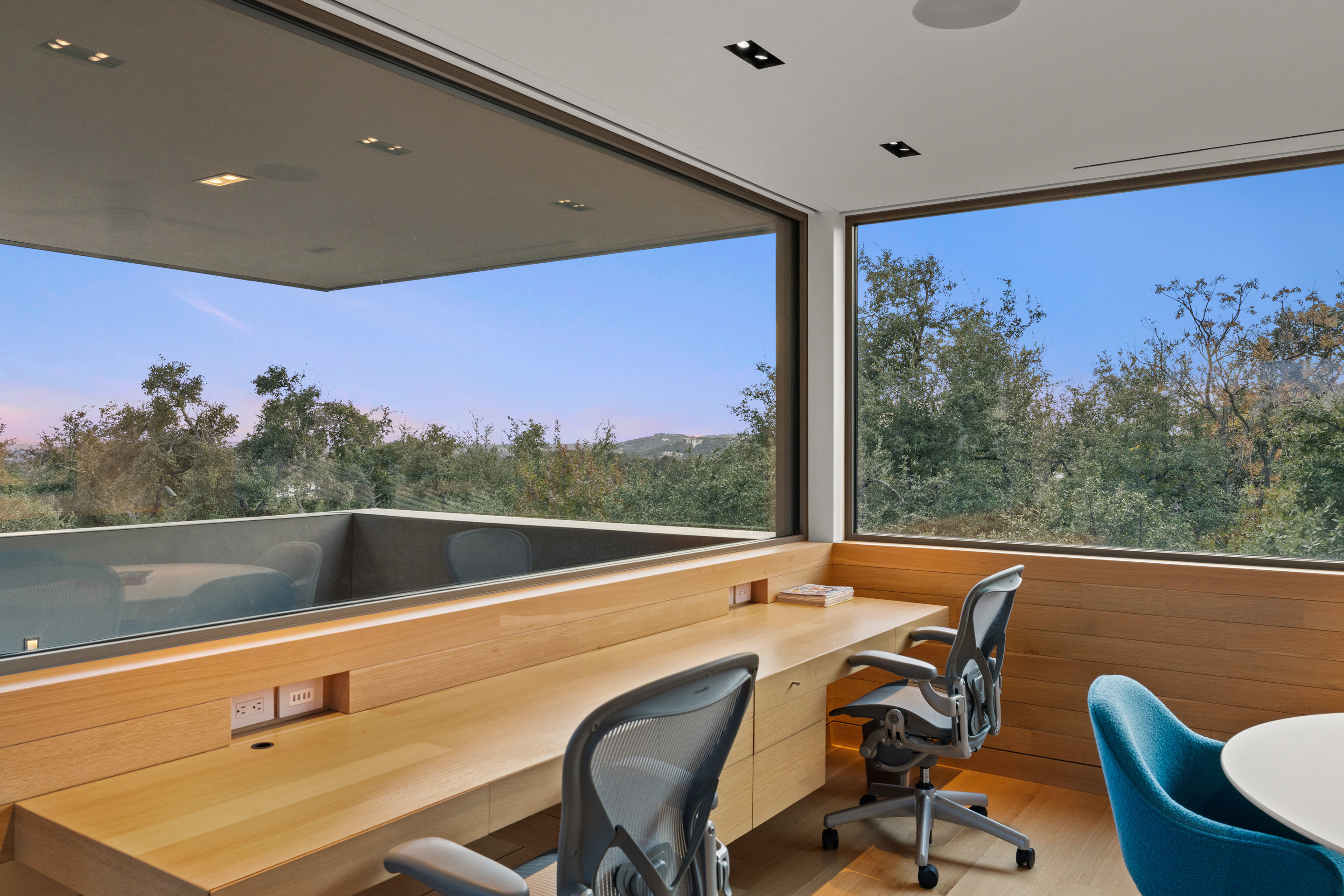 Recessed ceiling detail with integrated HVAC and lighting