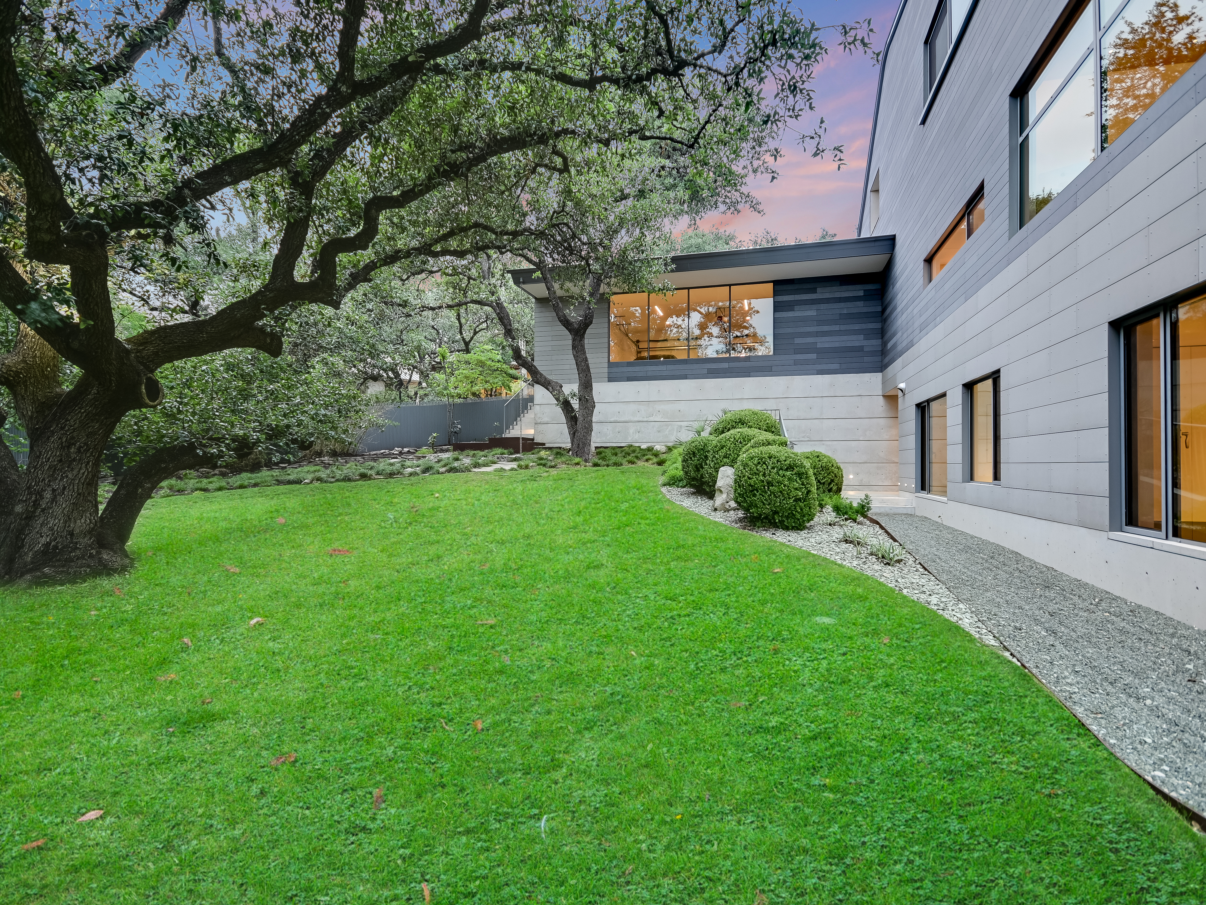 Landscaped yard area with views beyond the property