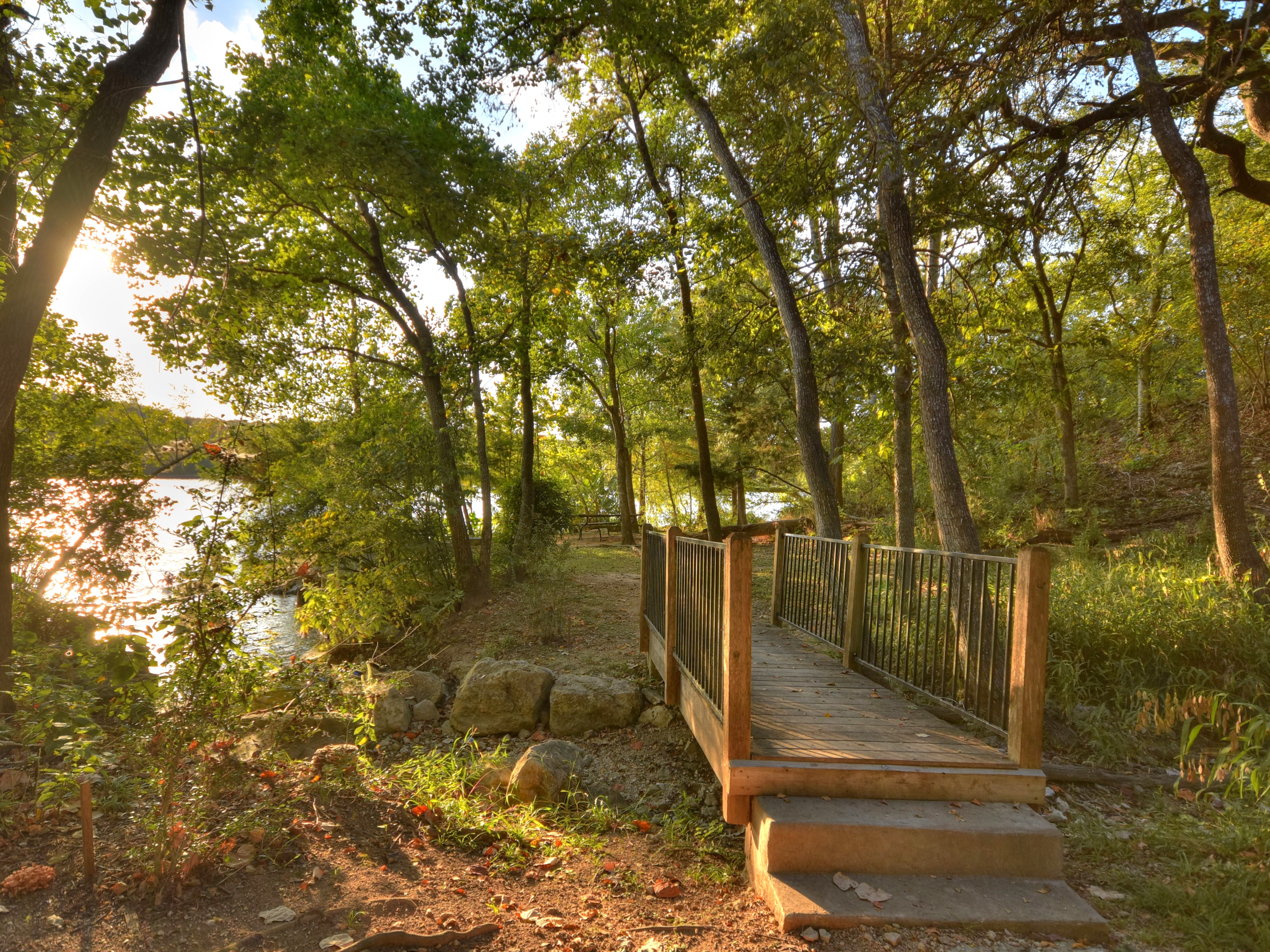 Bridge path leading to Balcones Park waterfront area