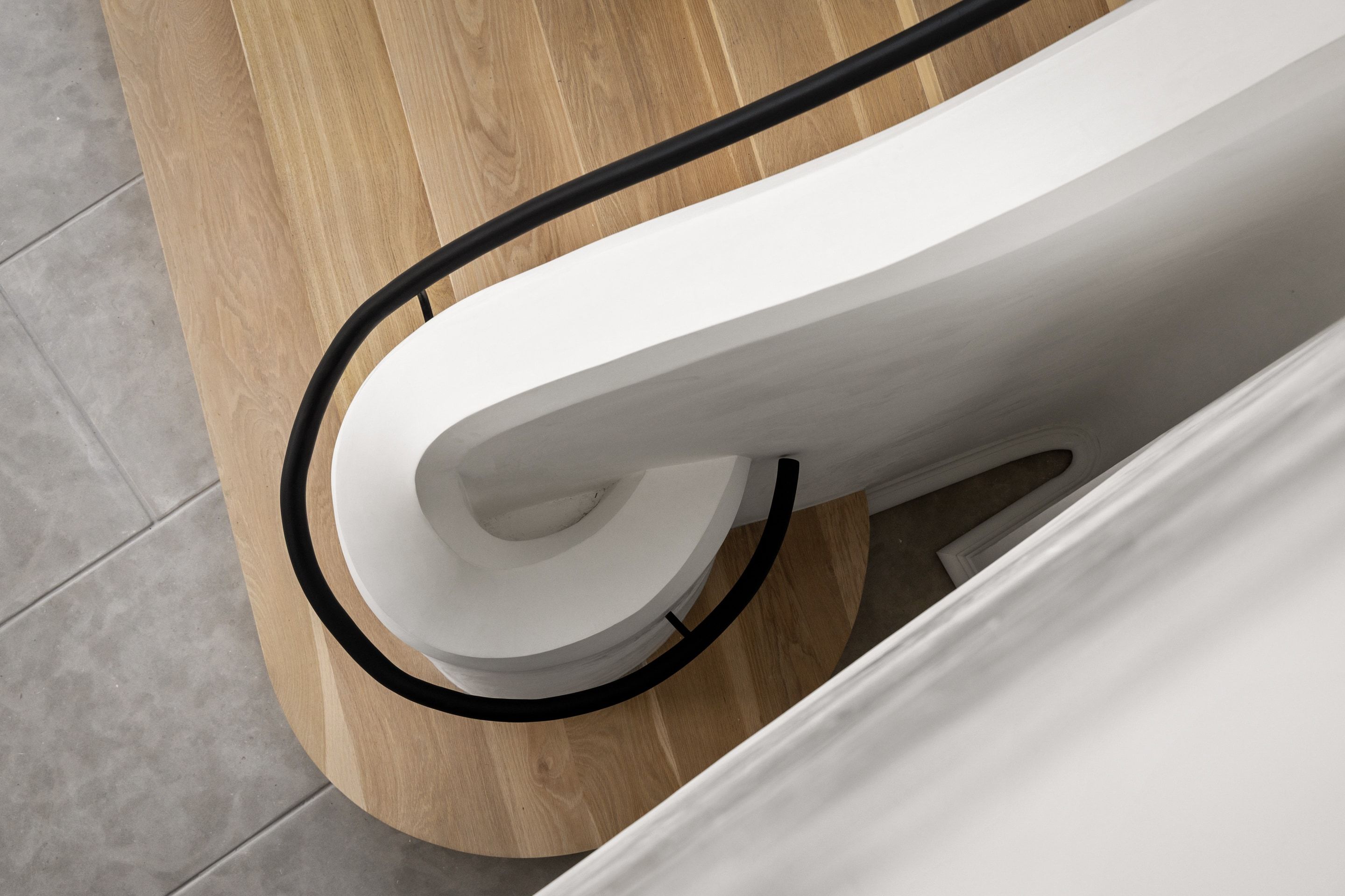 3802 Balcones Drive curved stair detail