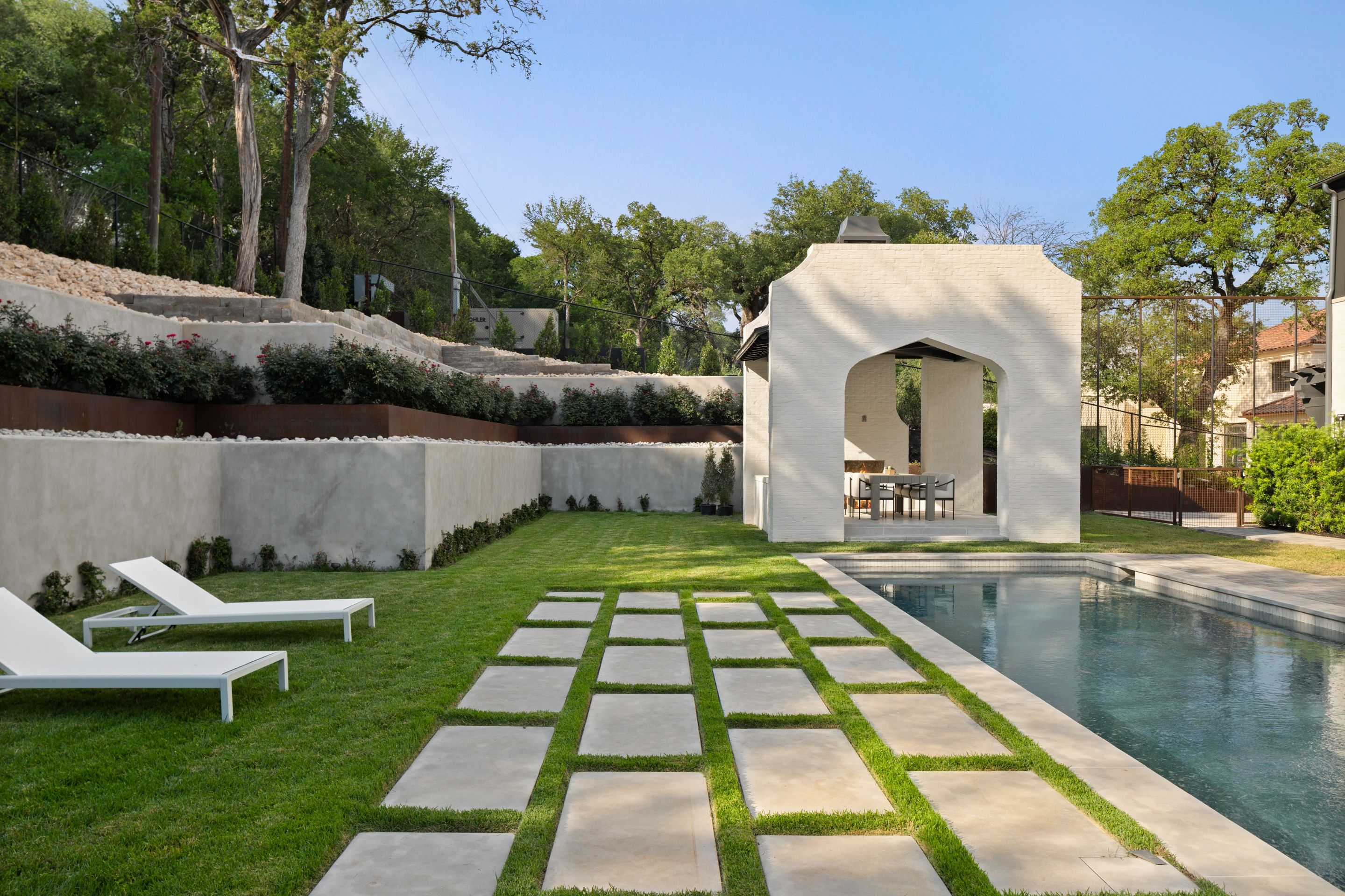3802 Balcones Drive pool cabana day