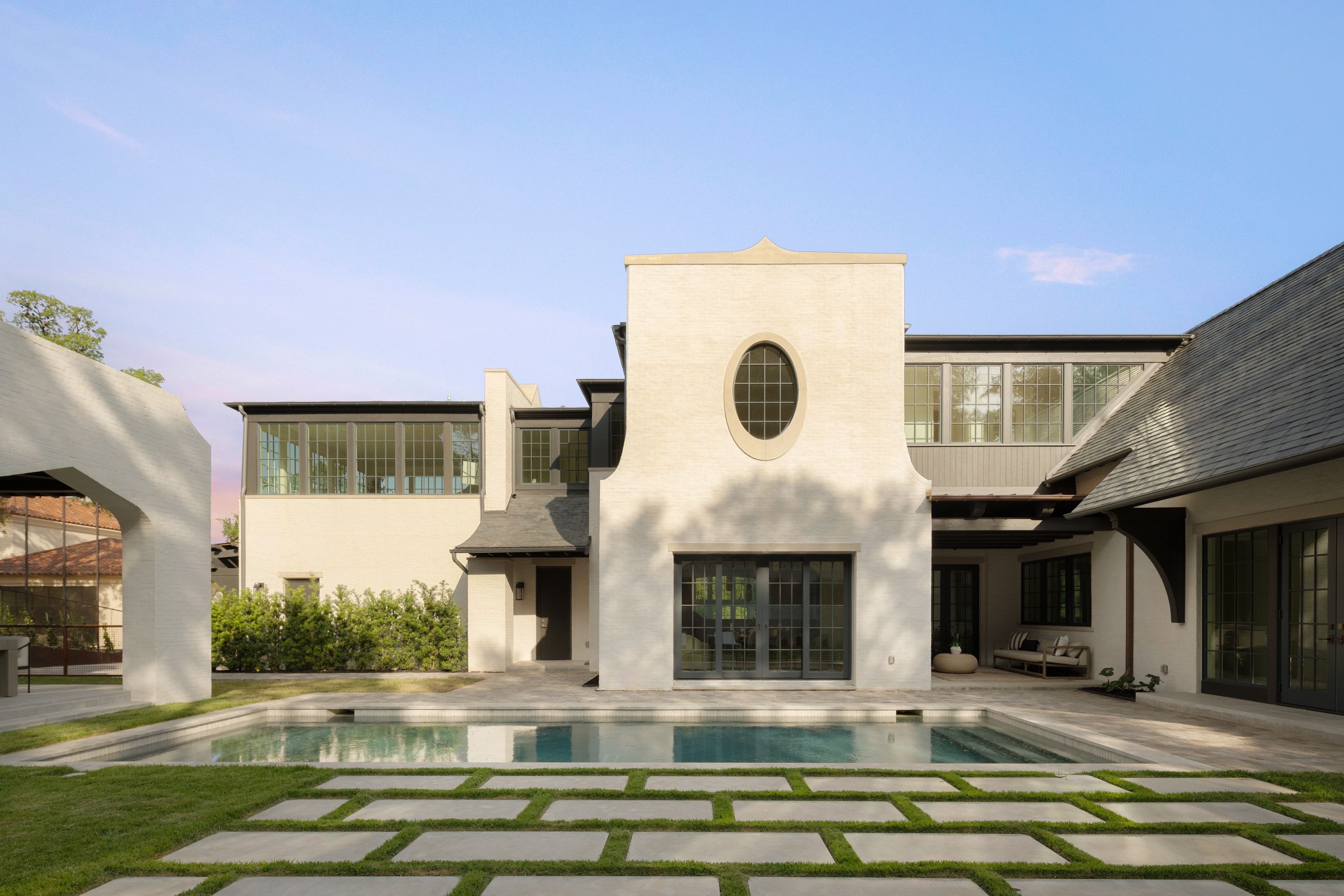 3802 Balcones Drive rear elevation and pool day