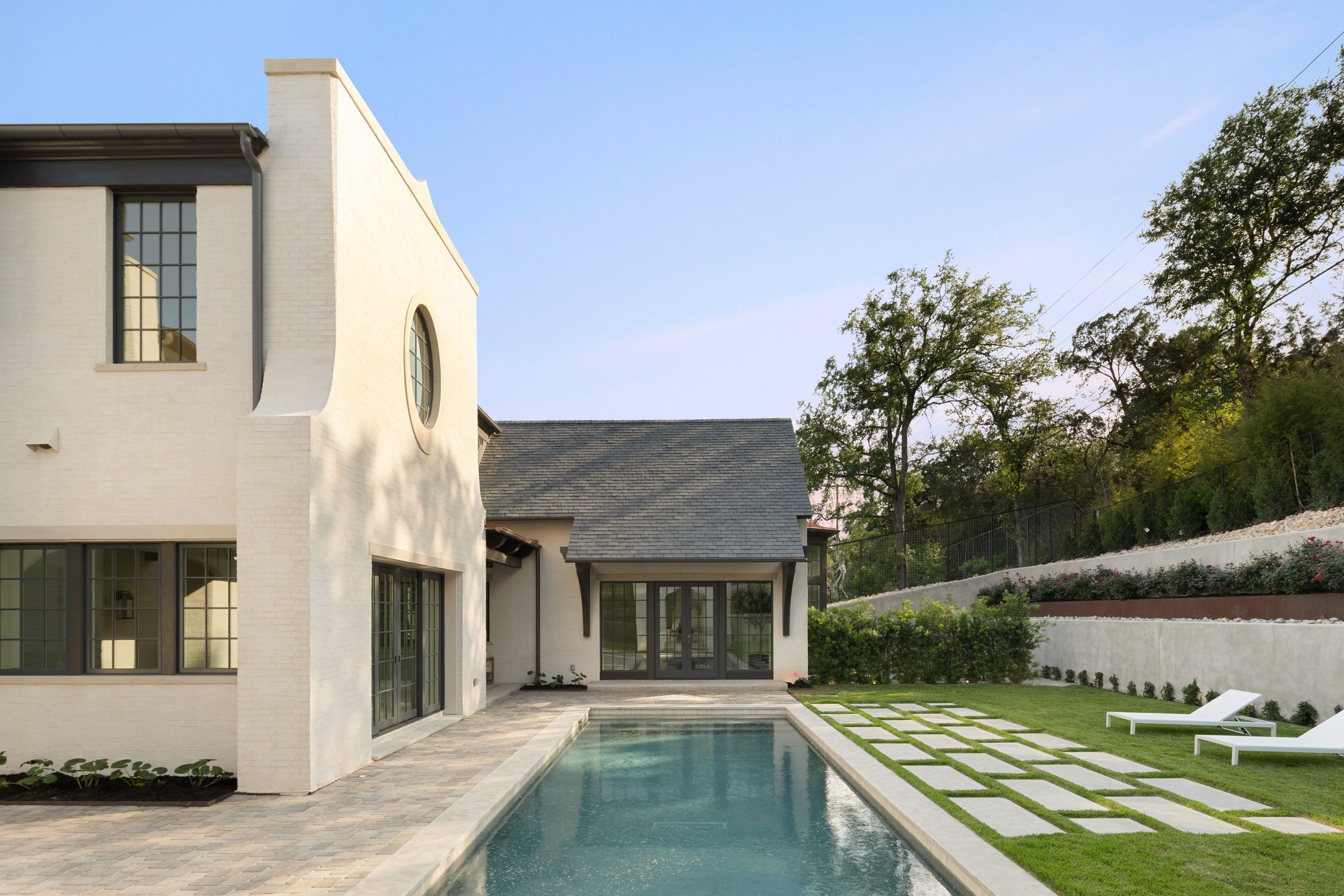 3802 Balcones Drive rear pool elevation day