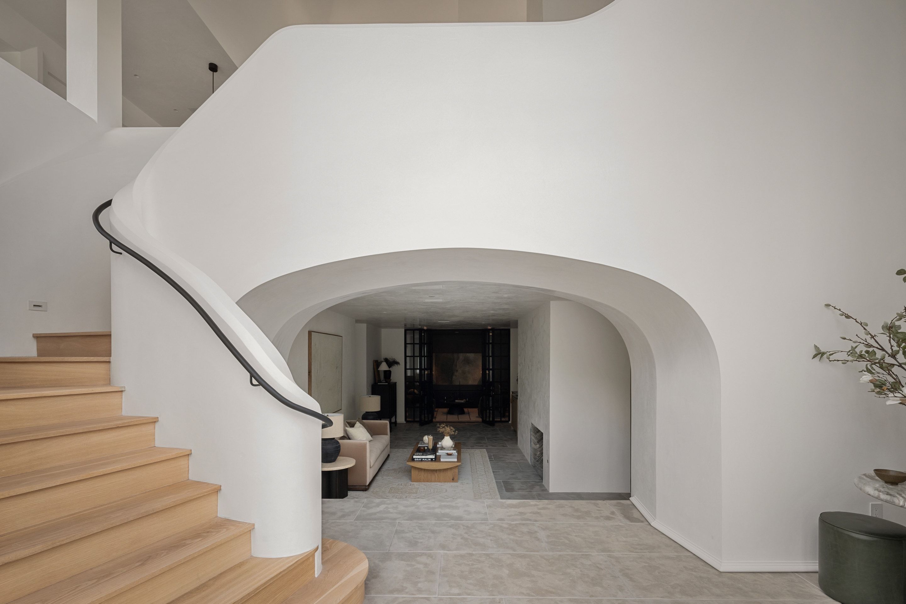 3802 Balcones Drive sculptural staircase overview