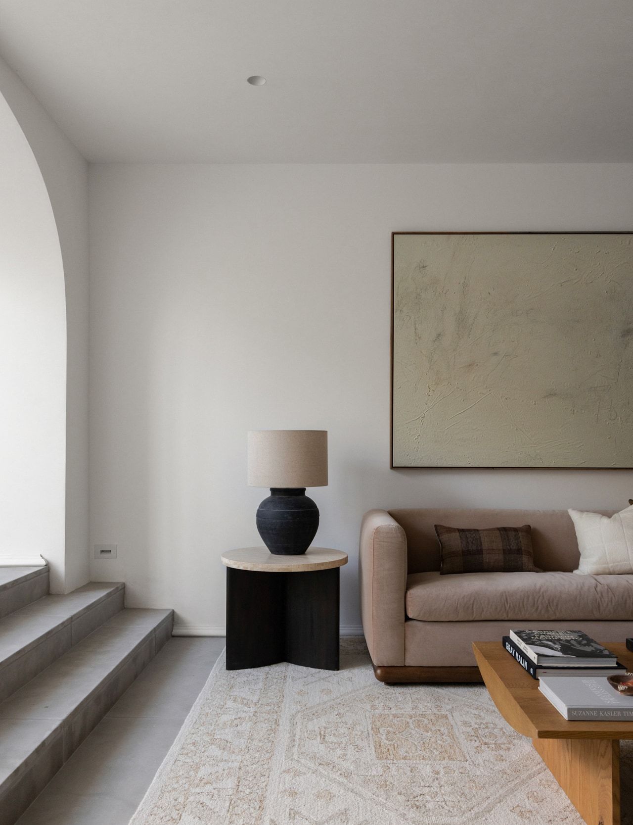 3802 Balcones Drive living room art vignette