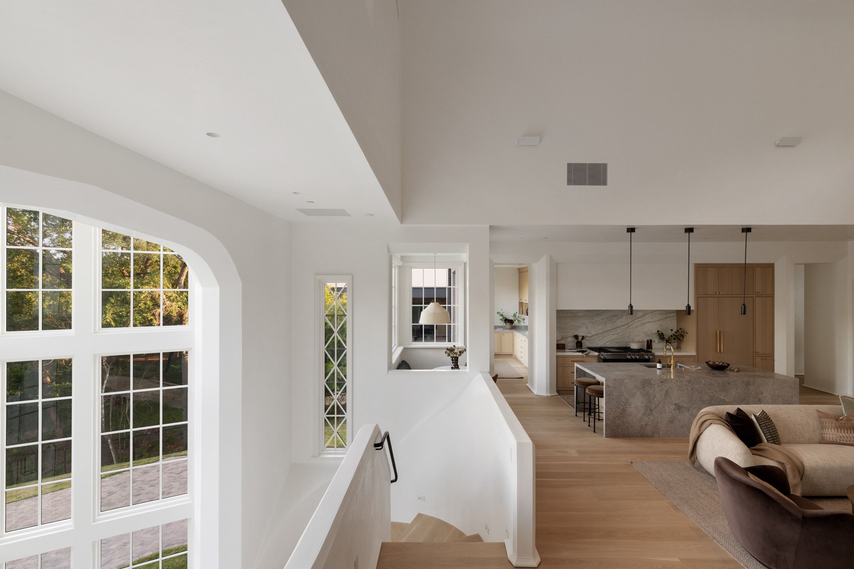 3802 Balcones Drive upper landing to kitchen