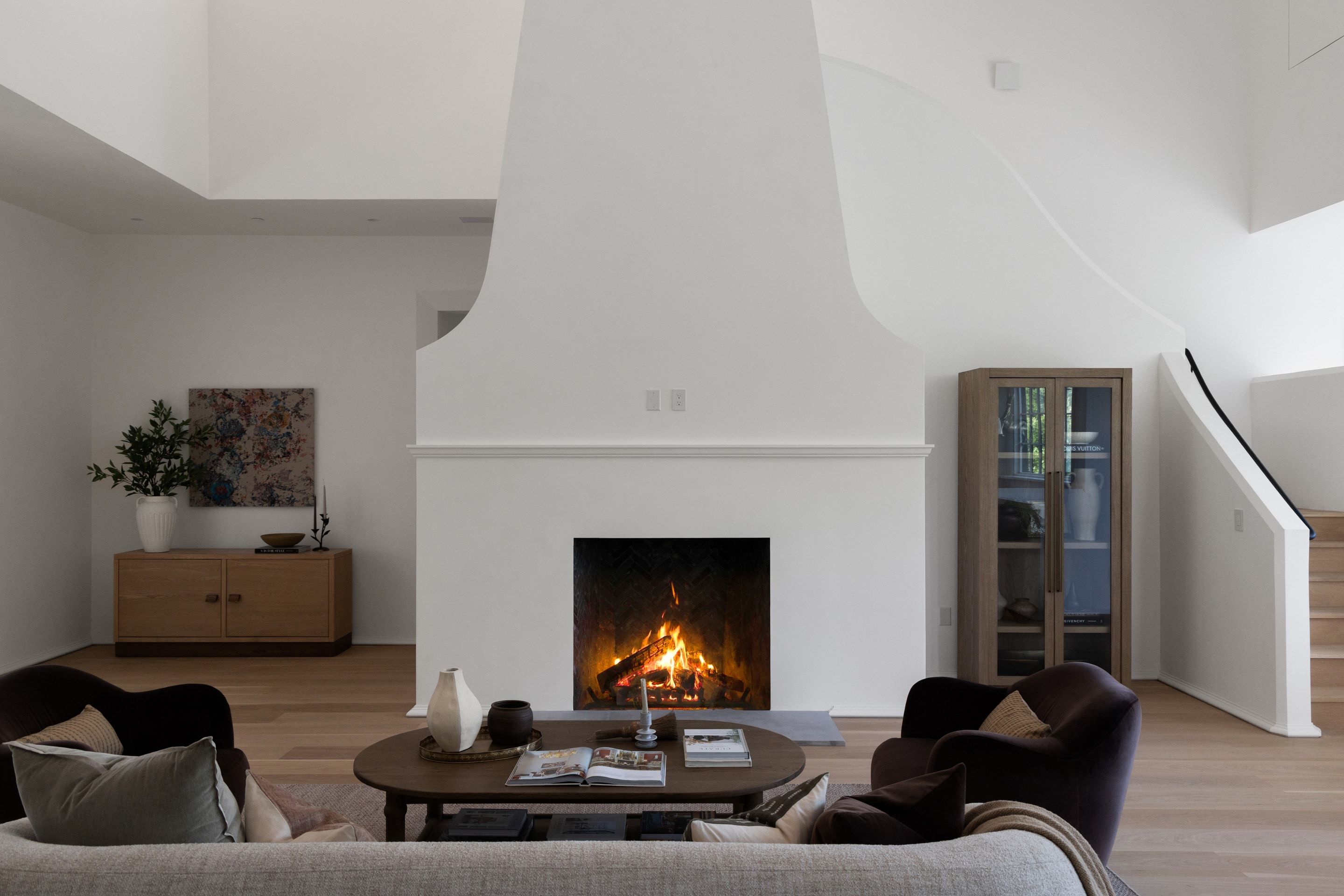 3802 Balcones Drive fireplace and living room