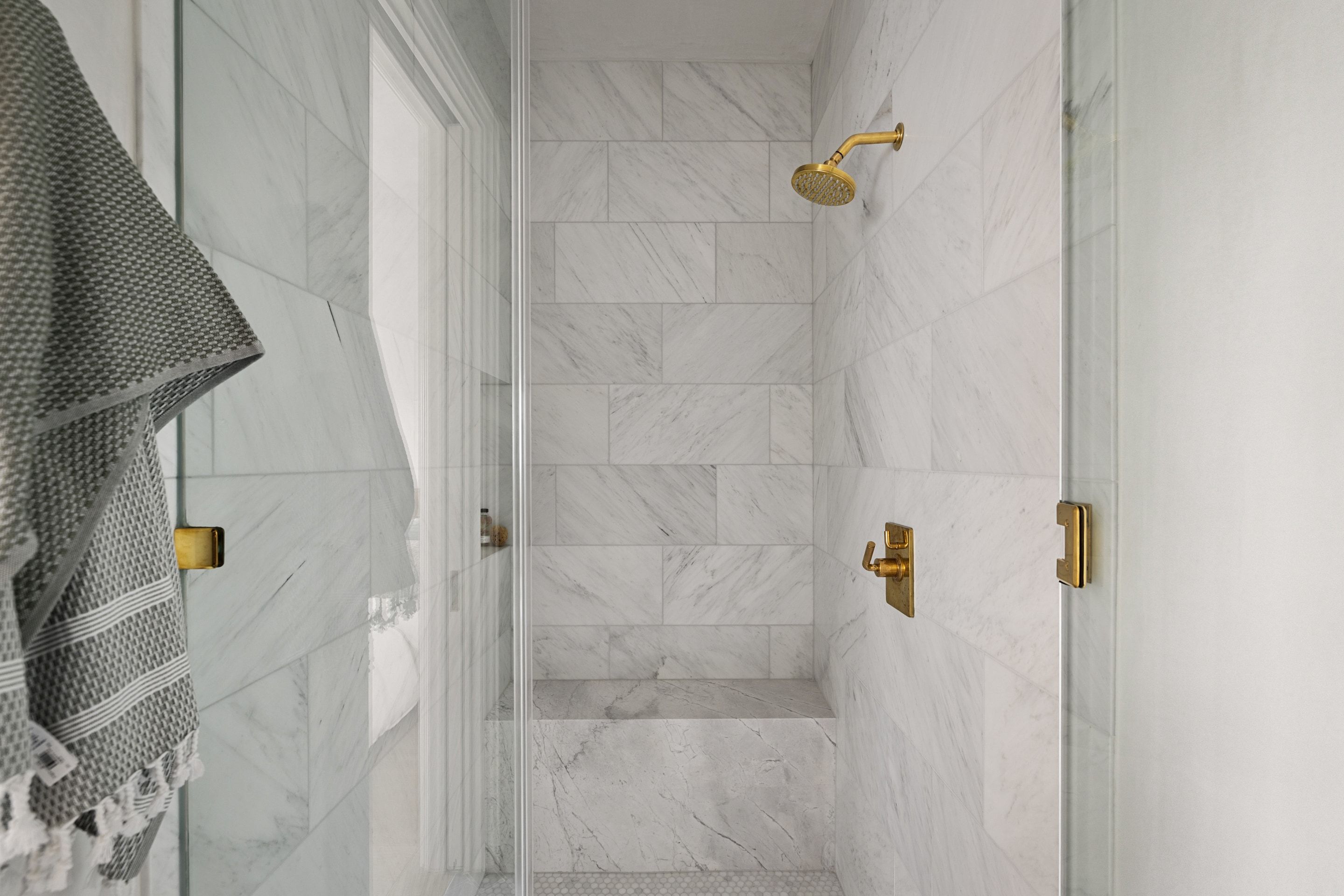 3802 Balcones Drive marble shower detail