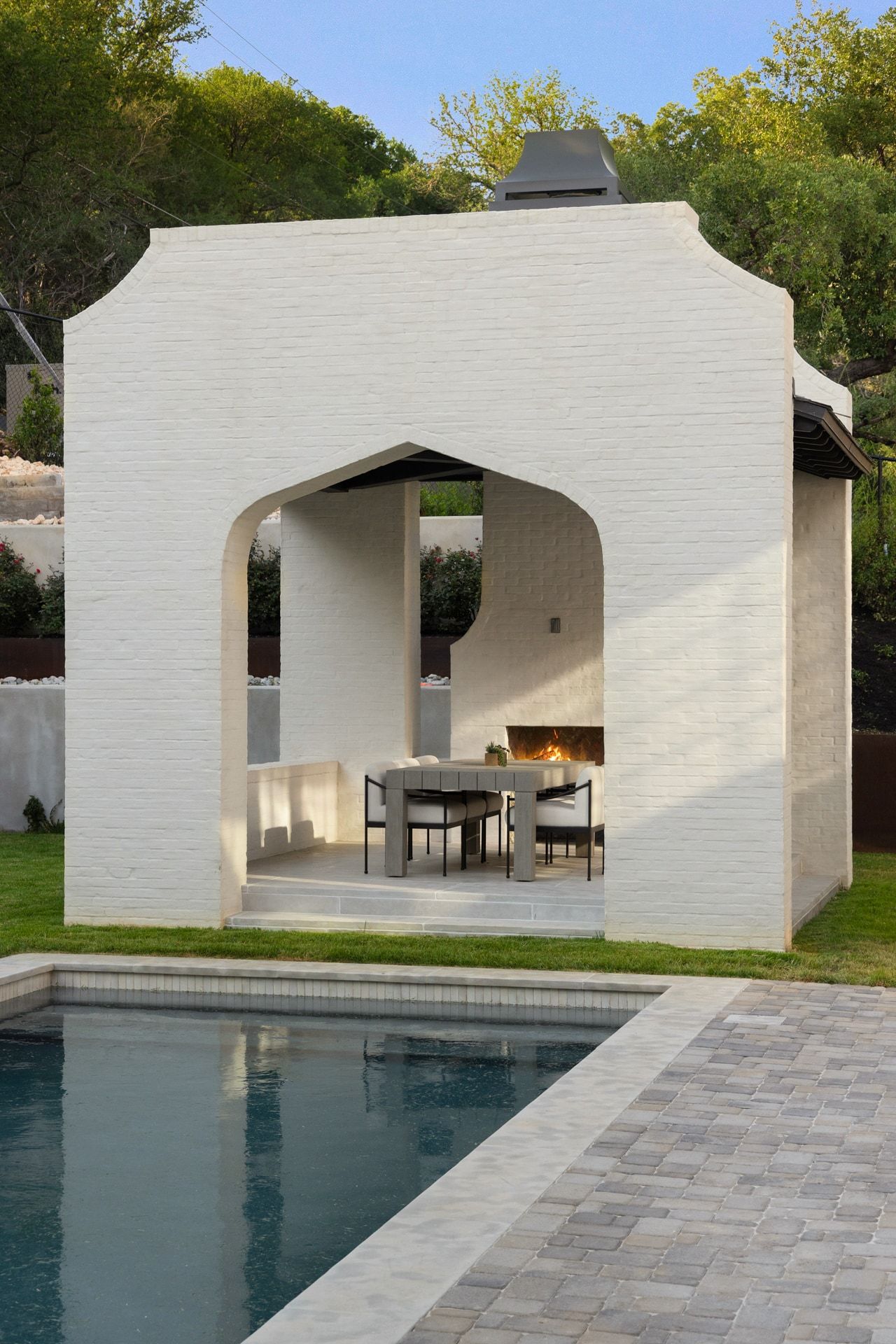 3802 Balcones Drive pool cabana dining