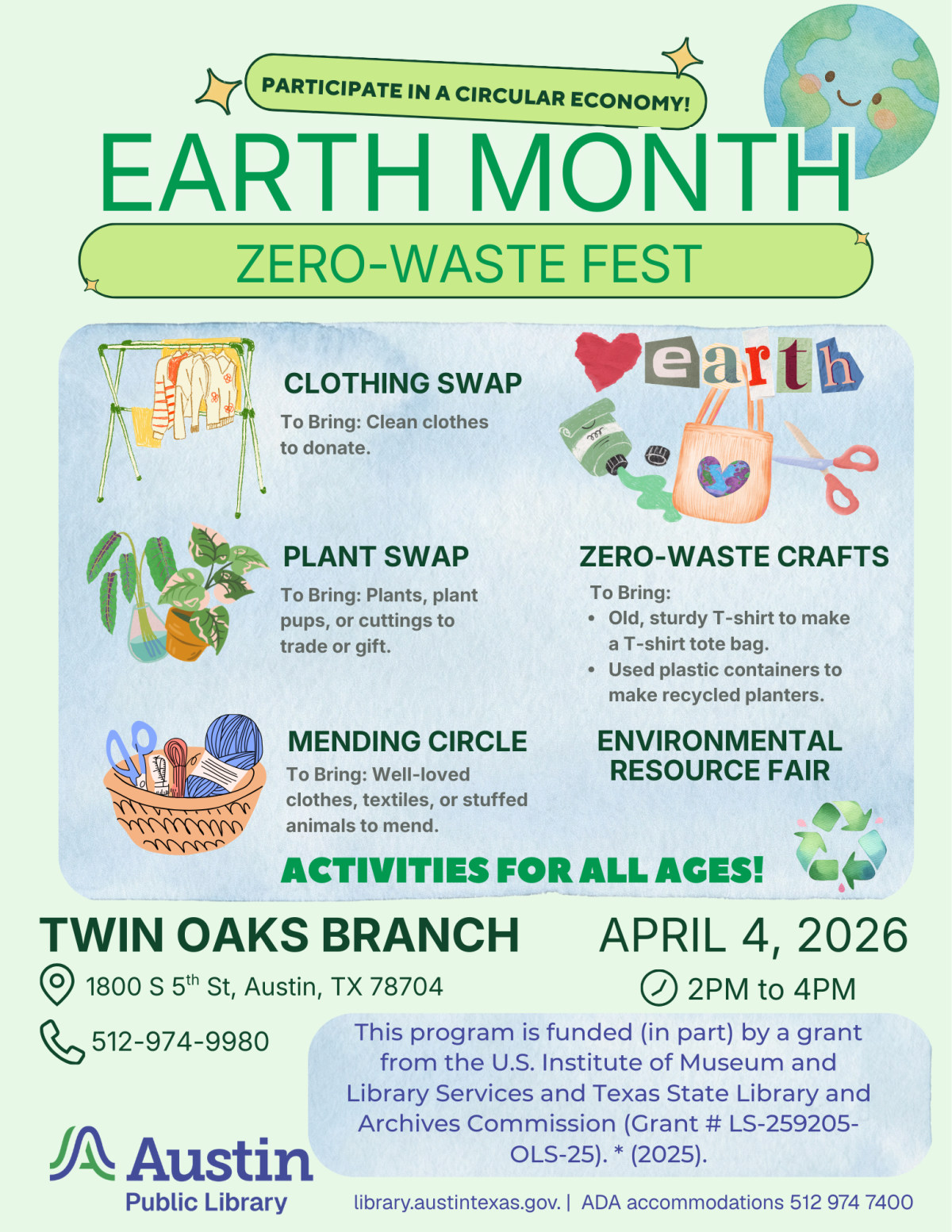 Newsletter image accompanying Earth Month Zero Waste Fest.