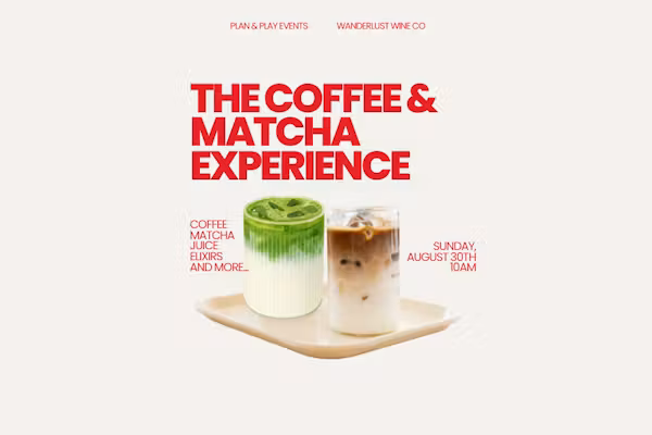 Newsletter image accompanying The Coffee & Matcha Experience.