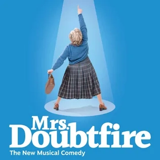Mrs. Doubtfire musical artwork showing the nanny in a spotlight.